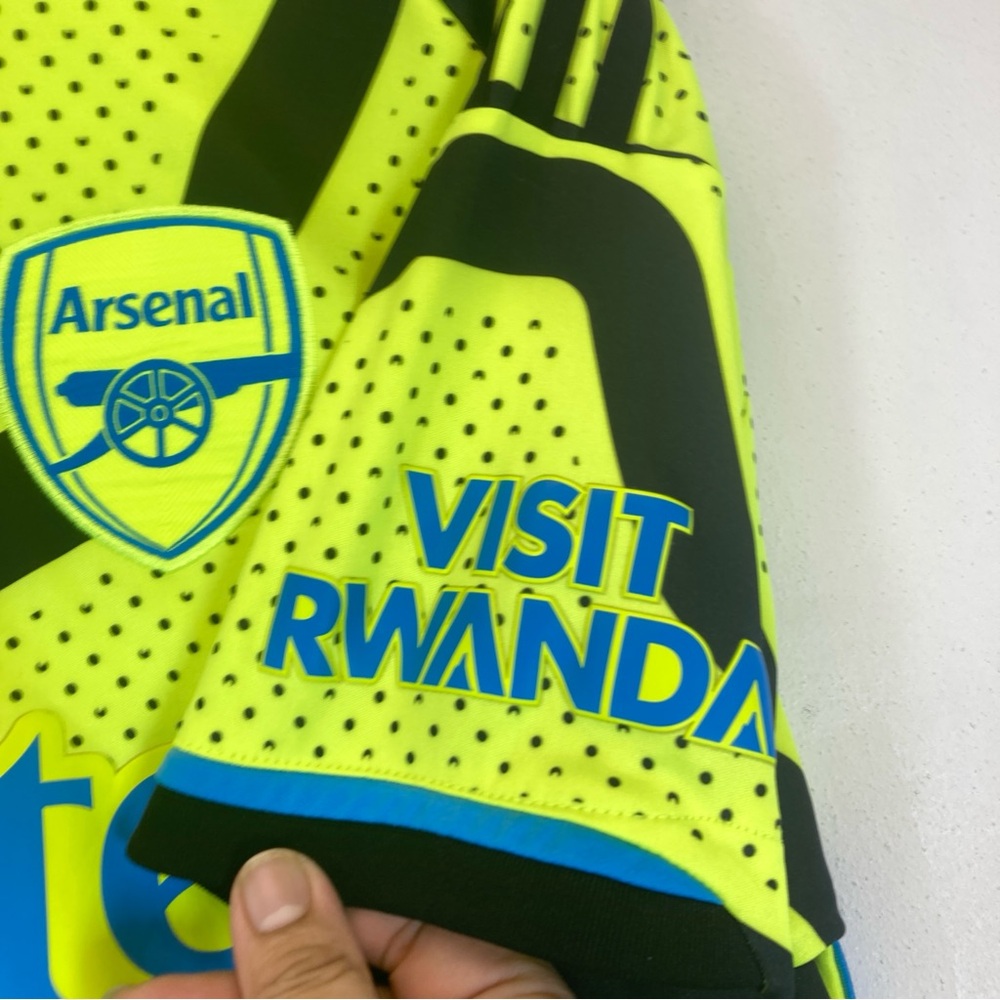 Arsenal Adidas Emirates jersey M Fly Better Visit Rwanda Champions League Yellow - Picture 8 of 13